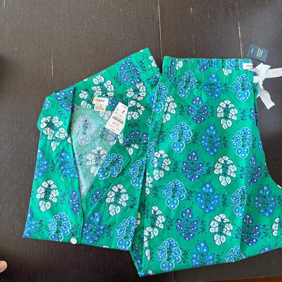 NWT J.Crew Short-Sleeve Two-Piece Cotton Pajama Pant Set | Women’s Size L - Picture 5 of 5